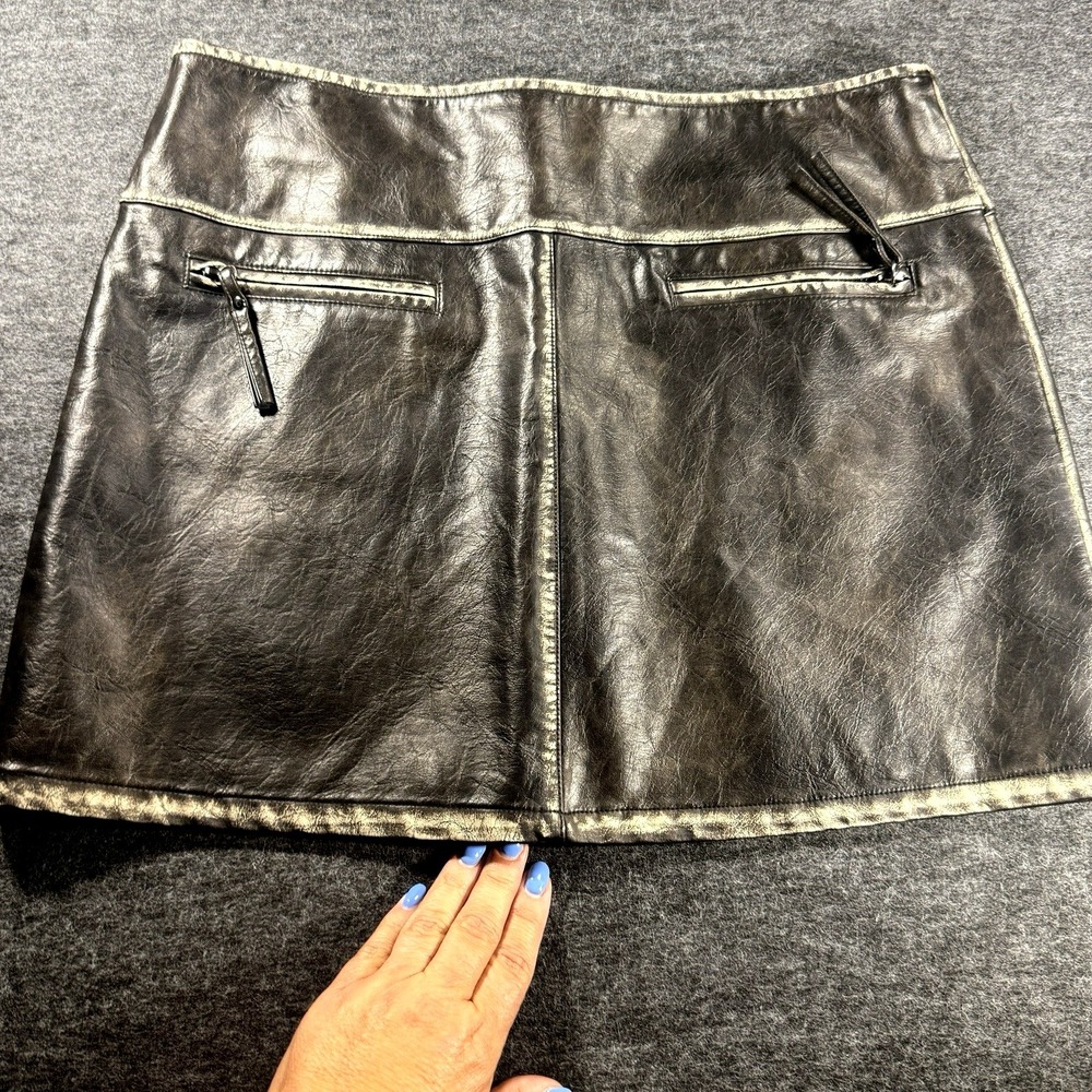 Loucia Faux Leather Mini Skirt Womens Medium Brown Zip Lined Y2K Club